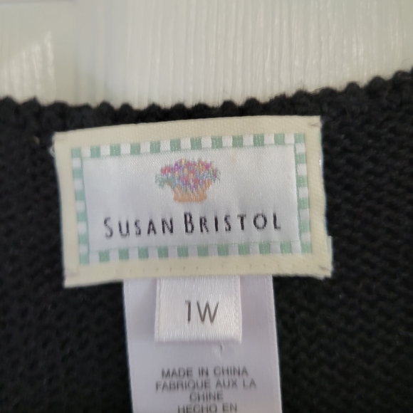 Susan Bristol Womens Black Heavily Brightly Embroidered Buttondown Vest - Picture 2 of 3